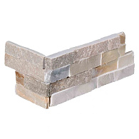 Stone Panels White Quarzite Corner piece (40+20)x15x1,5-2,5 cm Breukruw