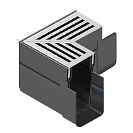 ACO SlimLine hoekstuk inclusief blank aluminium rooster