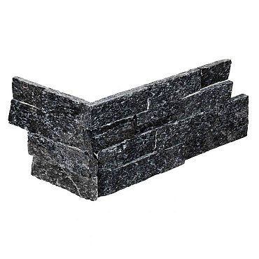 Stone Panels Black Quarzite Corner piece  (40+20)x15x1,5-2,5 cm Breukruw