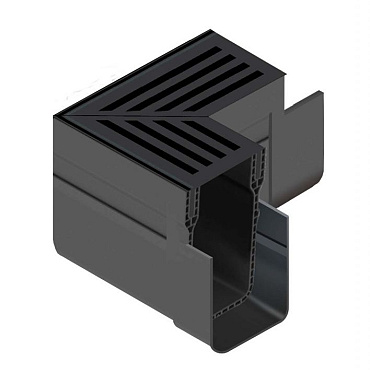 ACO SlimLine hoekstuk inclusief zwart aluminium rooster