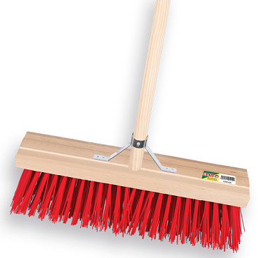 Straatbezem SOLIDE PPN 41 cm, vlakke kap, met IKAPE steel 150 x 2,8 cm en stokhouder. FSC 100%